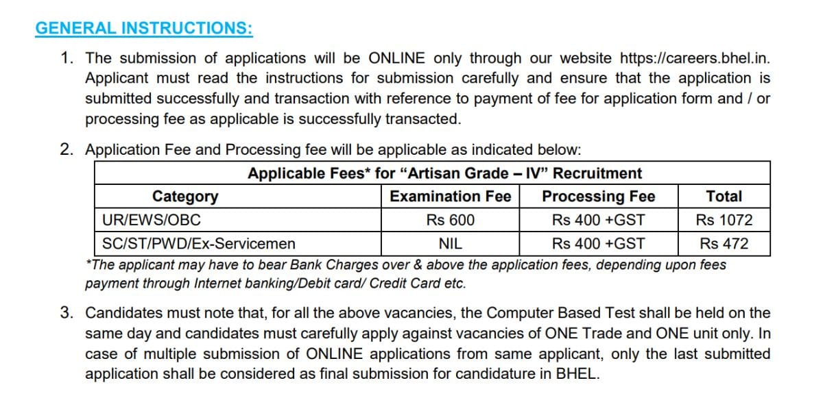 BHEL Artisan Recruitment 2025 : 515 Vacancies in Various Trades Check Right Now In How To Apply