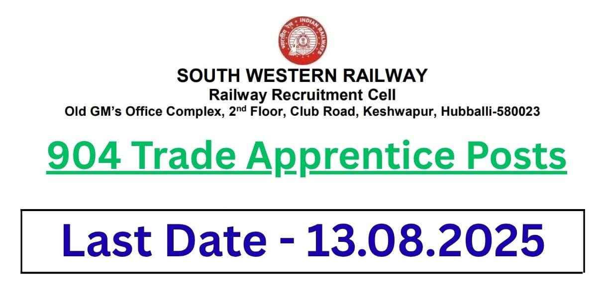 South Western Railway Apprentice 2025 : Apply Right Now for 904 Trade Apprentice Posts